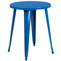 Flash Furniture CH-51080-29-BL-GG 24'' Round Metal Indoor-Outdoor Table in Blue